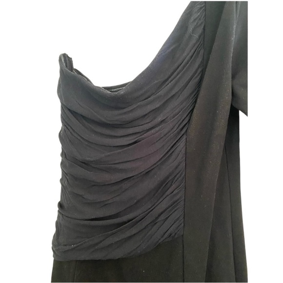 Bcbg maxazria  black shorted one shoulder ponte body con dress black 12 - Picture 6 of 7